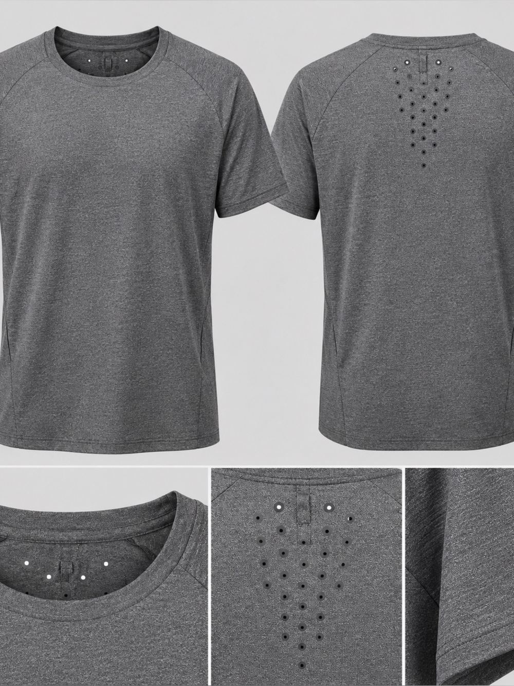 Lululemon men’s heathered gray short-sleeve athletic performance T-shirt.